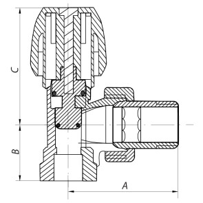 Вентиль радиаторный угловой 1/2x1/2 (KOER KR.905) (KR2846) №2