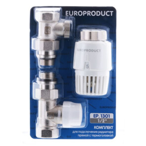 Комплект для подключения радиатора EUROPRODUCT EP.1301 - 1/2'' (Прямой с термоголовкой) (EP6017) №1