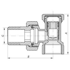 Вентиль радиаторный угловой (хромированный) 1/2x1/2 (KOER KR.902.CHR) (KR2821) №2