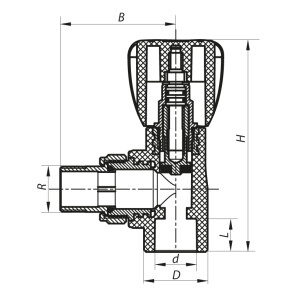 Вентиль радиаторный угловой PPR 20x1/2 (KOER K0167.PRO) (KP0216) №2