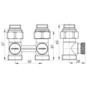 Вузол нижнього підключення радіатора прямий 3/4'' (комплект) KOER KR.1131 (KR2815) №2