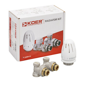 Комплект для нижней подкл. радиатора KOER SET-21 - 1/2"x3/4" (угловой) с термоголовкой ЗЗ (KR3173) №5