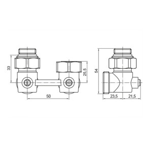 Узел нижнего подключения радиатора угловой с шаровым затвором 3/4"x1/2" KOER KR.1134 (KR3115) №2