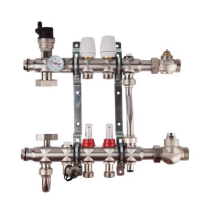 Група колекторна "Тепла підлога" нерж(без насосу) 1"в х 3/4"з (8 вих) SFE0018 SD Forte №1