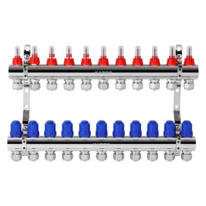 Коллектор в сборе (евроконус, расходомер, термостатический вентиль) на 11 выходов Karro KR-20160 №2