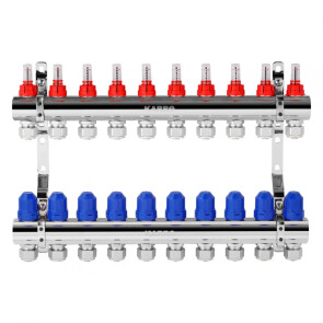 Коллектор в сборе (евроконус, расходомер, термостатический вентиль) на 10 выходов Karro KR-20160 №2