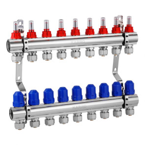 Колектор в зборі (євроконус, витратомір, термостатичний вентиль) на 9 виходів Karro KR-20160 №1