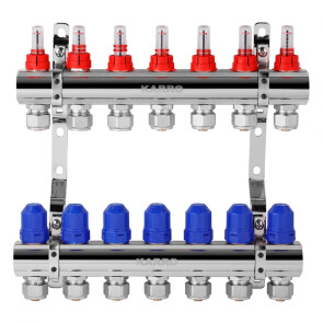 Коллектор в сборе (евроконус, расходомер, термостатический вентиль) на 7 выходов Karro KR-20160 №2