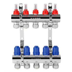 Колектор в зборі (євроконус, витратомір, термостатичний вентиль) на 5 виходів Karro KR-20160 №2