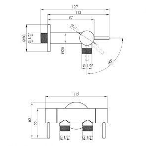 Кран приборный для подключения на 2 выхода Karro 1/2 "x1/2 "x1/2" KR-3155 №2