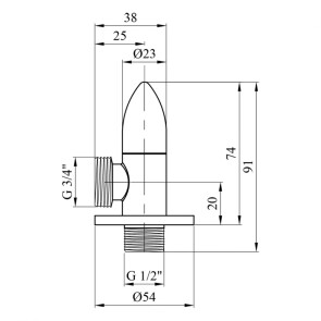 Кран приборный для подключения Karro 1/2 "х3/4" KR-3111 №2