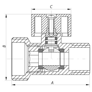 Кран триходовий 1/2Mx3/4Mx1/2F KOER KR.515 №2