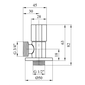 Кран приборный для подключения Karro 1/2 "х3/4" KR-3121 №2