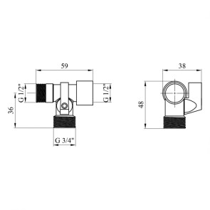 Кран приборный для подключения магистральный Karro 1/2 "х3/4 "х1/2" KR-3144 №2