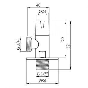 Кран приборный Kroner KRP Eckventil C302 1/2"х3/4" НН №2