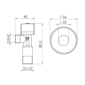 Кран кульовий Арко кутовий,хром. 1/2"з х3/4"з д/прилад. SF340W1520 SD Forte №2