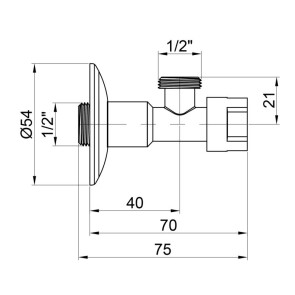 Кран угловой кран-букса, без шарнира. соединение 1/2"зз №519 Icma №2