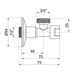 Кран кутовий кран-букса,без шарнір.з'єднання 1/2"з х3/4"з №519 Icma №2