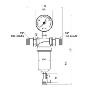 Фильтр самопромывной с манометром 3/4" №751 Icma №2