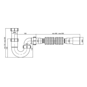 Сифон для мийки Polmark 1 1/2'x40 без випуску/з гофротрубою 40x40/50 PM 40 SF 20 01 №2