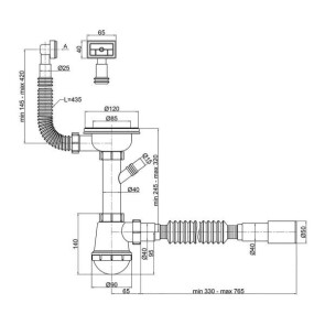 Сифон для мойки Polmark 3 1/2"x40 без выпуска/с гофротрубой 40x40/50 PM 40 SF 20 06 №2