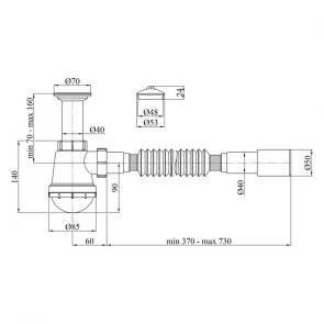 Сифон для раковины Kroner KRP - TB01 1 1/2"х40х50 №2