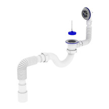 Сифон для ванної кімнати ZERIX SV-01-A 1 1/2" прямоточний з випуском і переливом
