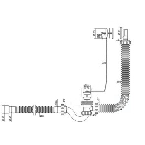 Сифон Waterstal А-40089 для ванни з перел. 1 1/2″, з гнучкою трубою №2