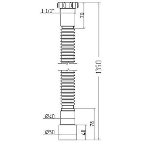 Гибкая труба Waterstal АС-10132 1 1/2" х 40/50 с гайкой, 1350мм №2