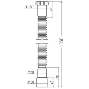 Гибкая труба Waterstal АС-10152 1 1/4"х40/50 с гайкой, 1350мм №2