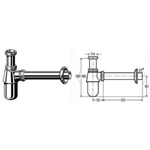 Сифон для раковины VIEGA 1 1/4" х1 1/4" метал. хром бутыл. б/г №2