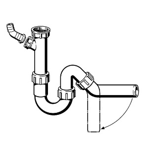 Сифон для раковины VIEGA 1 1/2"х40 с отводом, 45° пластик белый трубный б/г №3