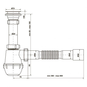 Сифон для кухонной раковины KronoPlast 1 1/2''х40 мм с резьбовым выпуском SM14010043 №2