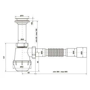 Сифон для кухонной раковины KronoPlast 1 1/2''х40 мм с литым выпуском SM11000043 (М1050) №2