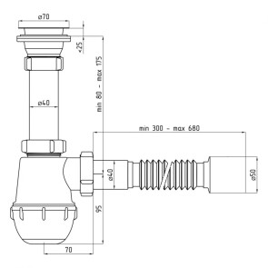 Сифон для кухонной мойки ANIplast 1 1/2''х40 мм с резьбовым выпуском A0115EU №2