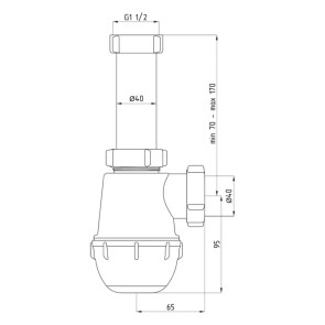 Сифон для кухонной мойки ANIplast 1 1/2''х40 мм без выпуска A0120EU №2