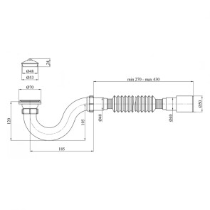 Сифон для душового піддона Kroner KRP - ST01 1 1/2"х40/50 прямоточний №2