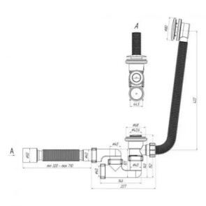 Сифон для ванної ANIplast з засувкою, тарілка зовні, перенос 375х40x40/50 EC055GSEU №2