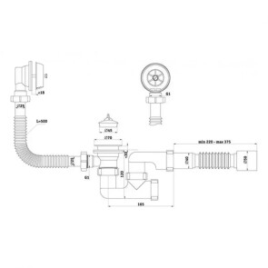 Сифон для ванної ANIplast 1 1/2"х 50 мм з ревізією C6255 №2