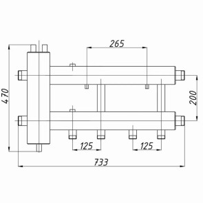 Коллектор стальной Termojet с гидрострелкой, выходы вниз КГС22Н.125.(200) №2