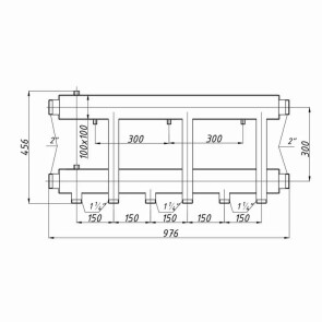 Коллектор стальной Termojet с комплектом креплений выходы вниз К32Н.150(300) №2