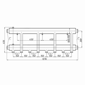 Коллектор стальной Termojet с комплектом креплений выходы вниз К42Н.150(300) №2