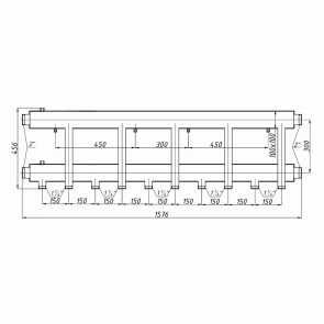 Коллектор стальной Termojet с комплектом креплений выходы вниз К52Н.150(300) №2