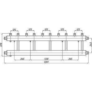 Колектор сталевий Termojet з комплектом кріплень виходи вгору К52В.125 (240) №2