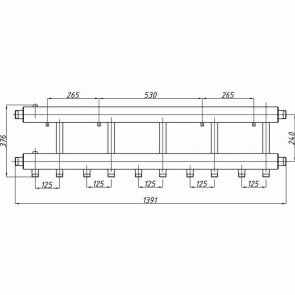 Коллектор стальной Termojet с комплектом креплений выходы вниз К42Н.125(240) №2