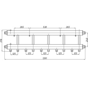 Коллектор стальной Termojet с комплектом креплений выходы вниз К42Н.125(240)(с изоляцией) №2
