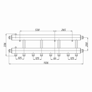 Коллектор стальной Termojet с комплектом креплений выходы вниз К42Н.125(200) №2