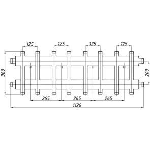 Коллектор стальной Termojet с комплектом креплений выходы вверх и вниз К82ВН.125(200)(с изоляцией) №2