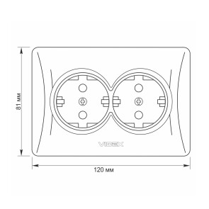 Розетка двойная с заземлением кремовая VIDEX BINERA №5