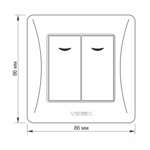 Выключатель двухклавишный с подсветкой серебряный шелк VIDEX BINERA №5